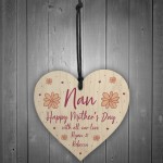 Personalised Mothers Day Gift for Nan Hanging Wooden Heart