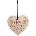 Personalised Mothers Day Gift for Nan Hanging Wooden Heart