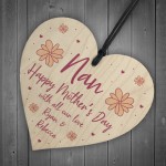 Personalised Mothers Day Gift for Nan Hanging Wooden Heart