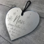 Personalised Mothers Day Gift for Nan Hanging Engraved Heart