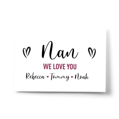 Personalised Mothers Day Gifts For Nan Word Art Gift