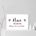 Personalised Mothers Day Gifts For Nan Word Art Gift