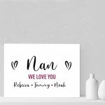 Personalised Mothers Day Gifts For Nan Word Art Gift