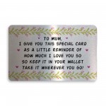 Special Mum Gift For Mothers Day Birthday Metal Wallet Insert