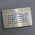 Special Mum Gift For Mothers Day Birthday Metal Wallet Insert