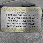 Special Mum Gift For Mothers Day Birthday Metal Wallet Insert