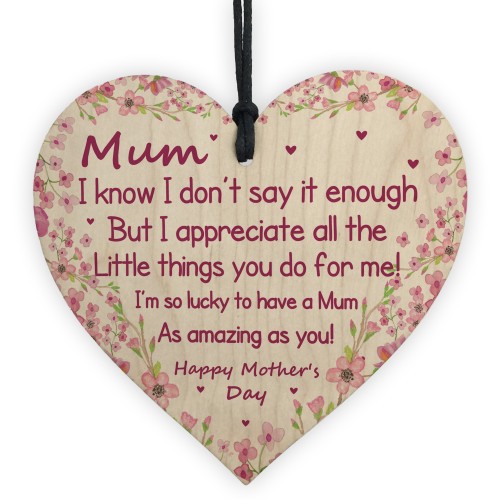 Mothers Day Gift For Mum Wooden Heart Gift For Her