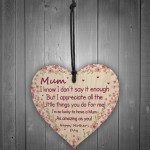 Mothers Day Gift For Mum Wooden Heart Gift For Her