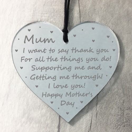 Personalised Mothers Day Gift For Mum Engraved Heart Gift