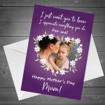 Personalised Mothers Day Card For Mum Photo Floral Design Card