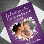 Personalised Mothers Day Card For Mum Photo Floral Design Card