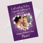 Personalised Mothers Day Card For Mum Photo Floral Design Card