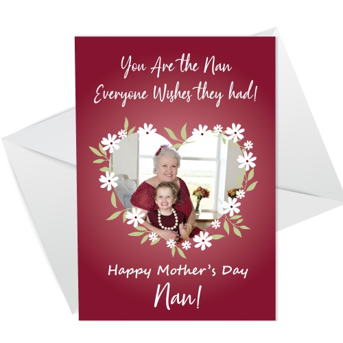 Personalised Mothers Day Card For Nan Photo Floral Design Card