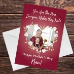 Personalised Mothers Day Card For Nan Photo Floral Design Card