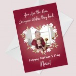 Personalised Mothers Day Card For Nan Photo Floral Design Card