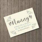 Personalised Nanny Print Mothers Day Birthday Gift For Nanny