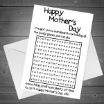 Funny Mothers Day Card Word Search Lockdown Design Joke For Mum