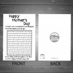 Funny Mothers Day Card Word Search Lockdown Design Joke For Mum