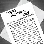 Funny Mothers Day Card Word Search Lockdown Design Joke For Mum