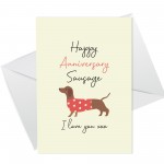 Funny Anniversary Card For Boyfriend Girlfriend Dachshund Design