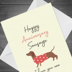 Funny Anniversary Card For Boyfriend Girlfriend Dachshund Design