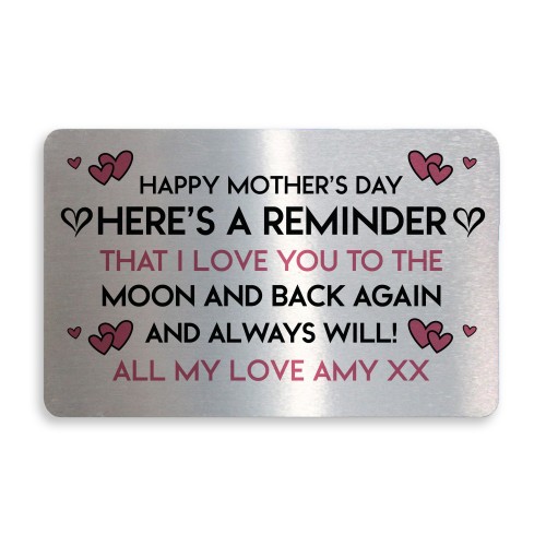 Mothers Day Gift PERSONALISED Metal Wallet Insert Special Gift