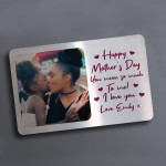 PERSONALISED Happy Mothers Day Gift Photo Metal Wallet Insert