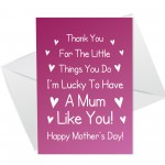 Mothers Day Card From Daughter Son Thank You Mum Poem