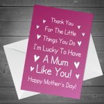 Mothers Day Card From Daughter Son Thank You Mum Poem