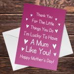 Mothers Day Card From Daughter Son Thank You Mum Poem