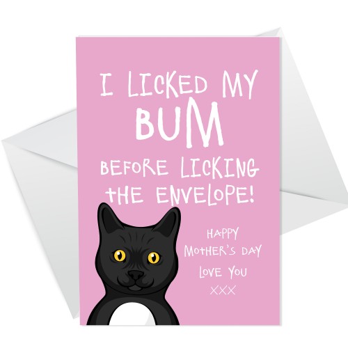 Funny Mothers Day Card From The Cat Pet Animal Cat Bum Rude