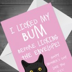 Funny Mothers Day Card From The Cat Pet Animal Cat Bum Rude