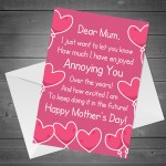 Rude Mothers Day Card For Mum Funny Card From Son Daughter