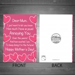 Rude Mothers Day Card For Mum Funny Card From Son Daughter