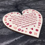 Mothers Day Thank You Gift Wooden Heart Mother's Day Gift Mum