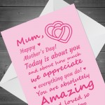 Cute Mothers Day Card From Daughter Son Mum Poem Love