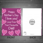 Funny Mothers Day Card From Favourite Child Joke Card