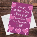 Funny Mothers Day Card From Favourite Child Joke Card