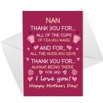 Mothers Day Card For Nan Thank You Card From Granddaughter