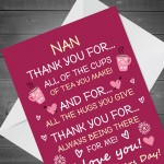 Mothers Day Card For Nan Thank You Card From Granddaughter