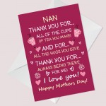 Mothers Day Card For Nan Thank You Card From Granddaughter