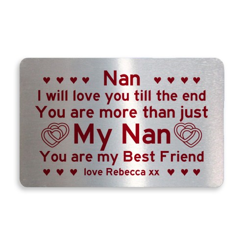 Personalised Love Gift Mothers Day Birthday Gift For Nan