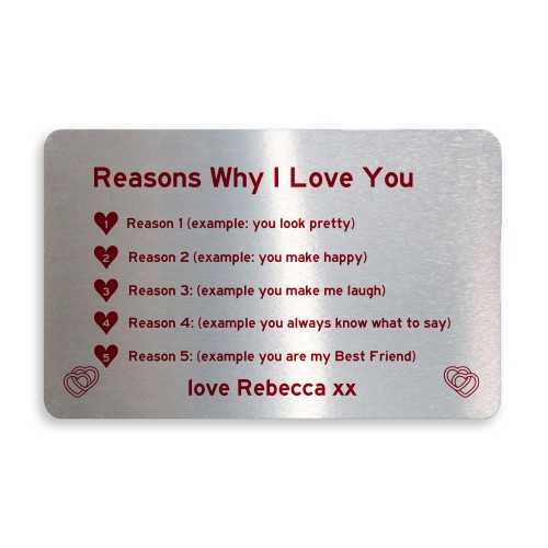 PERSONALISED Reasons Why I Love You Boyfriend Girlfriend