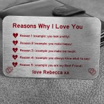 PERSONALISED Reasons Why I Love You Boyfriend Girlfriend