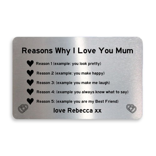 PERSONALISED Reasons Why I Love Mum Mothers Day Birthday Gift