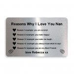 PERSONALISED Reasons Why I Love Nan Mothers Day Birthday Gift