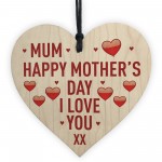 Happy Mothers Day Gift For Mum Novelty Wooden Heart Mum