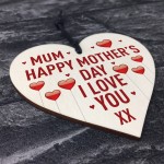 Happy Mothers Day Gift For Mum Novelty Wooden Heart Mum