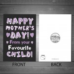 Mothers Day Card For Mum FUNNY From Your Favourite Child Card