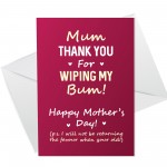 Funny Humorous Mothers Day Card For Mum Thank You Card